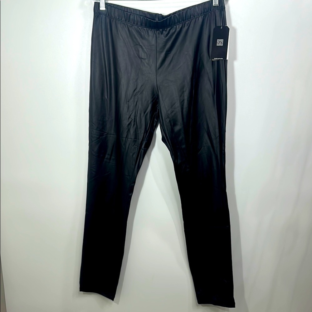 Clara Sun Woo Black faux leather skinny elastic waistband pants size 1X.NWT